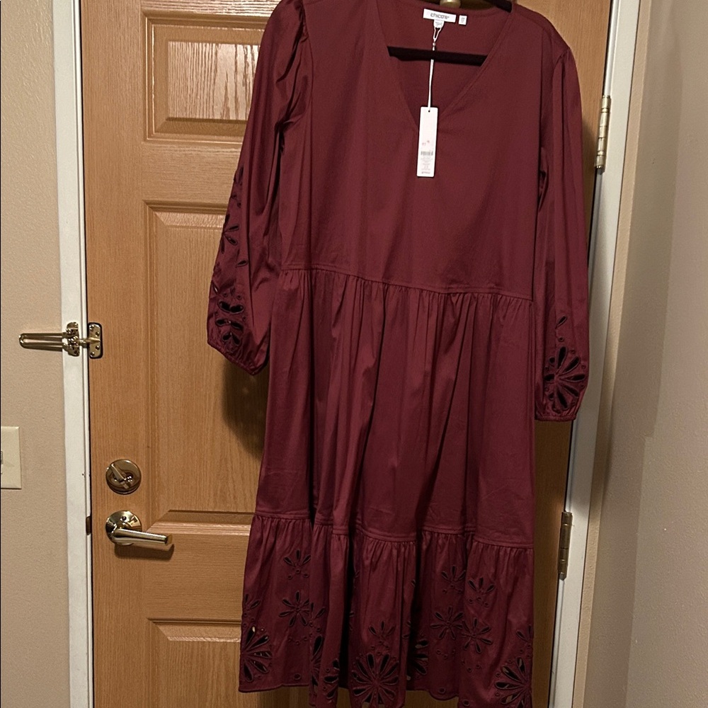 Universal Thread Maroon Dress with Floral Details